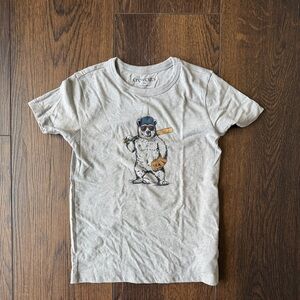Crewcuts Light Gray T-Shirt with Bear Baseball Graphic Sz 6/7